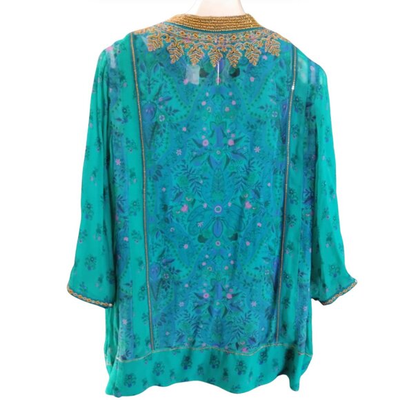 NEW Soft Surroundings Bronte Tunic & Tank Meridian Blue Beaded Plus 2X - Picture 4 of 8